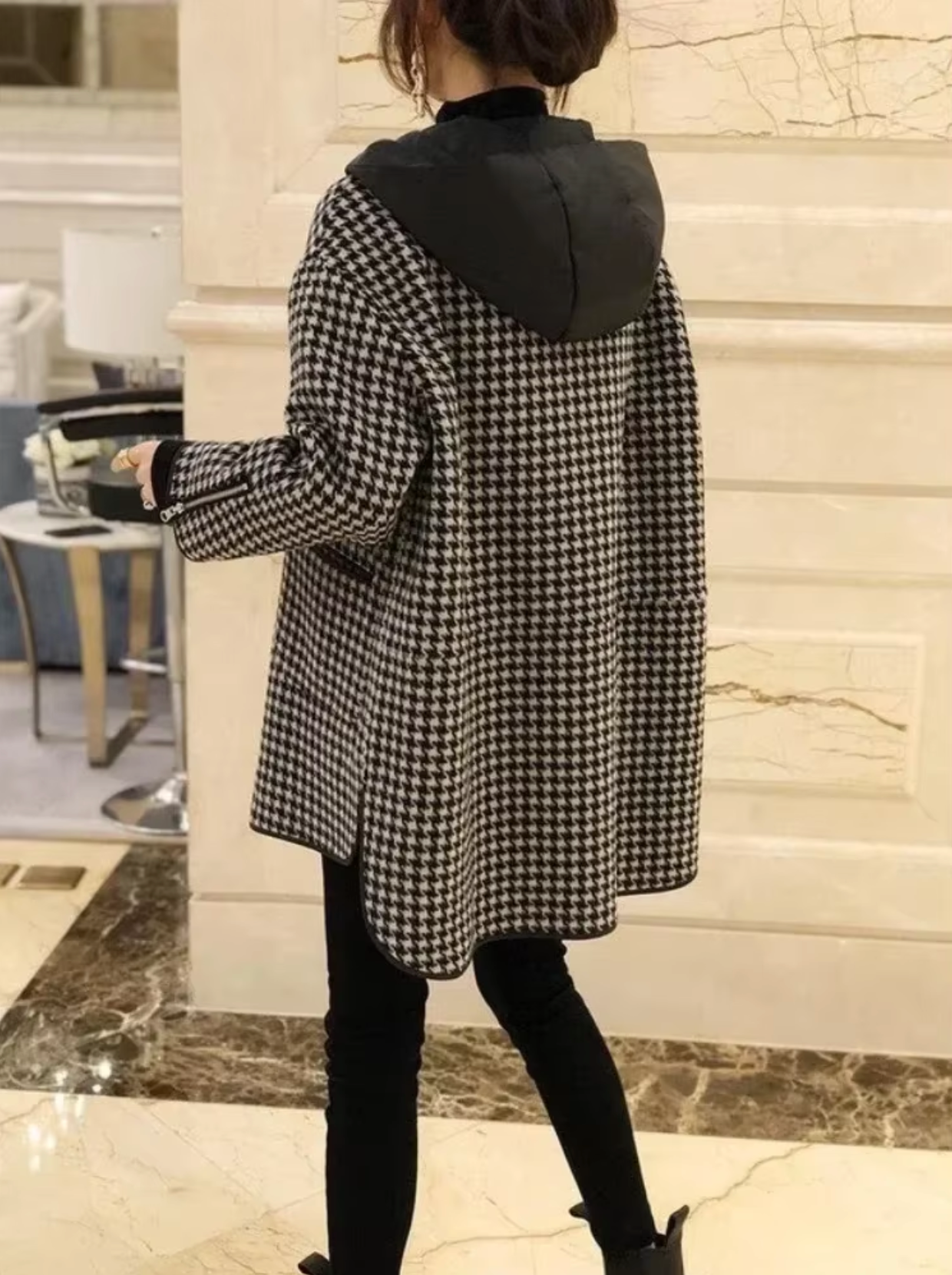 Manteau Pied-de-Poule Élégant