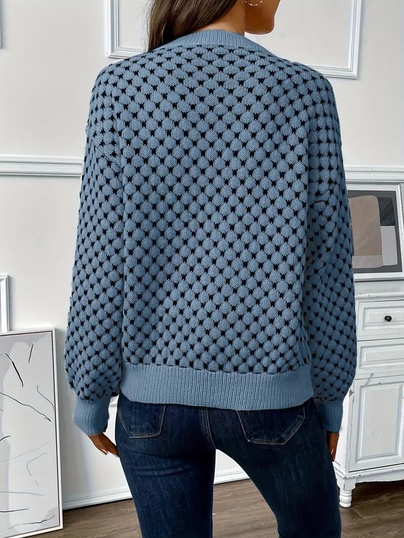 Pull Texturé à Manches Bouffantes