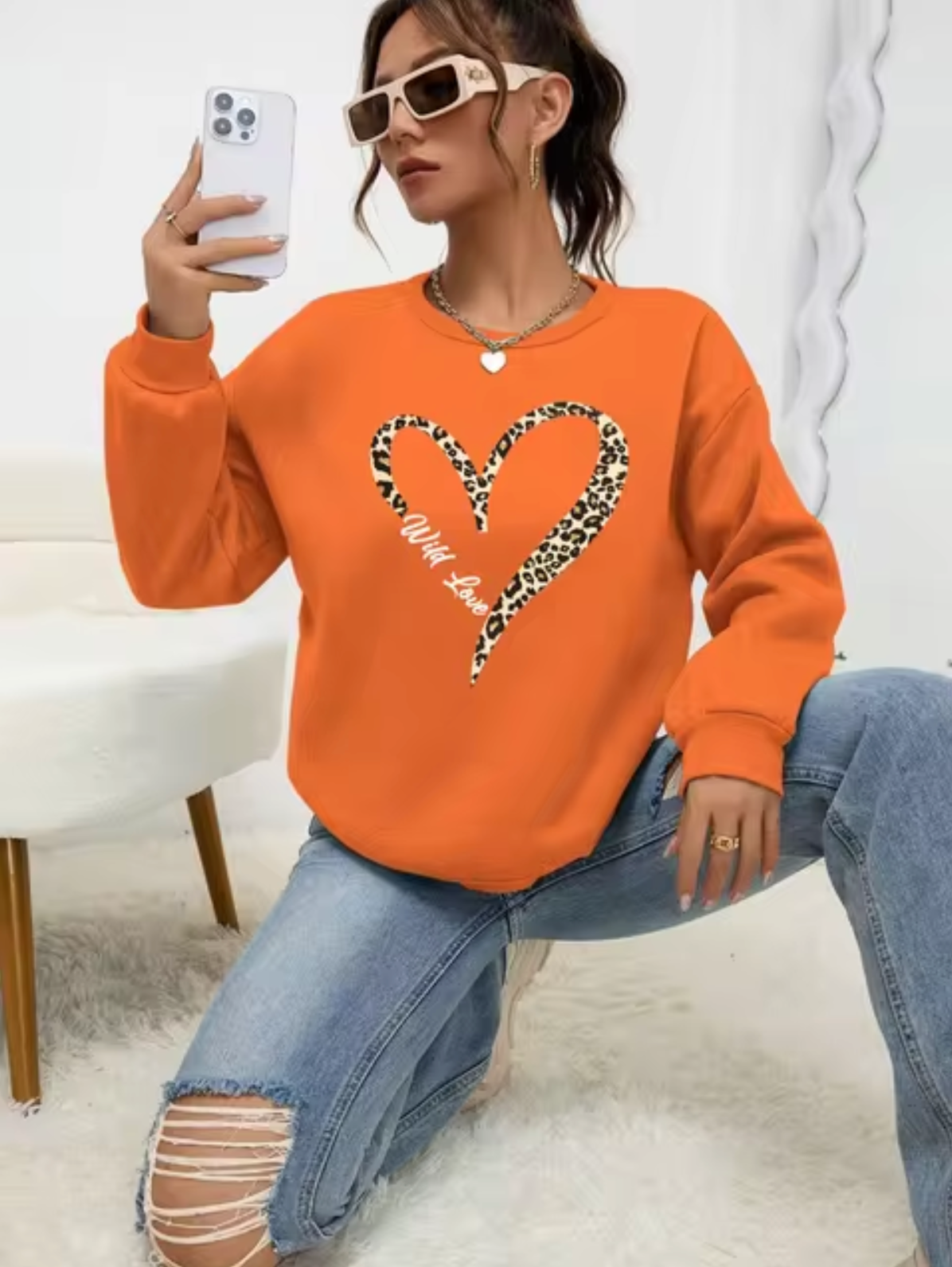 Sweat avec Cœur Léopard