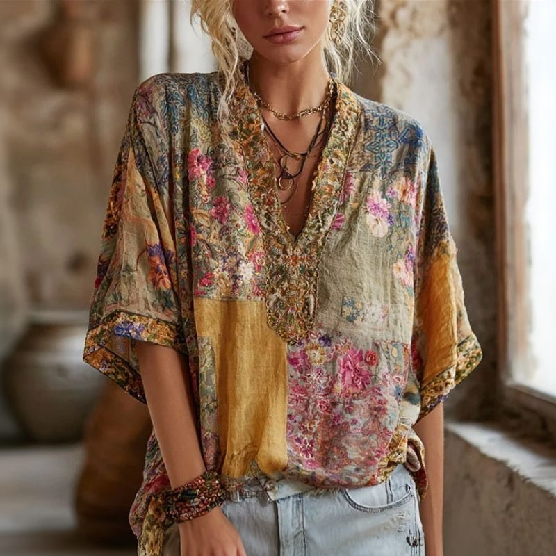 Blouse À Imprimé Floral Vintage