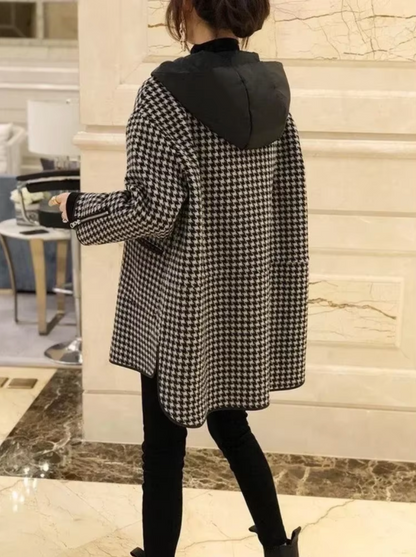 Manteau Pied-de-Poule Élégant