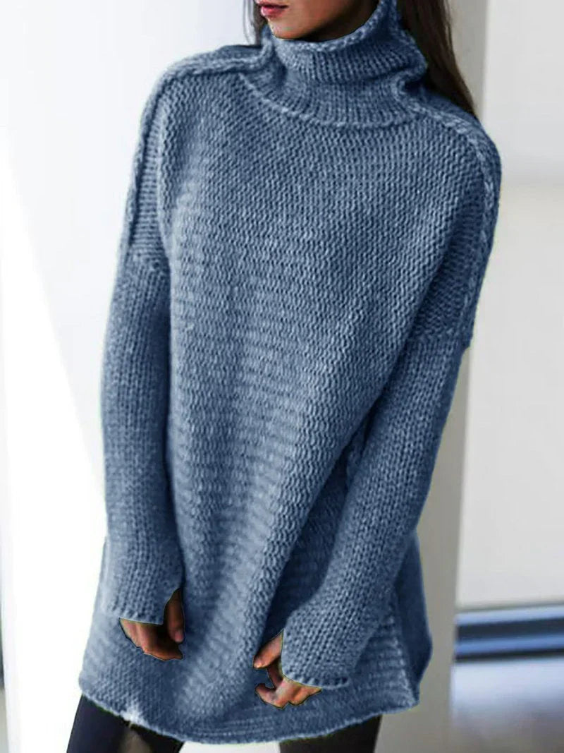 Pull Col Roulé en Laine Oversize