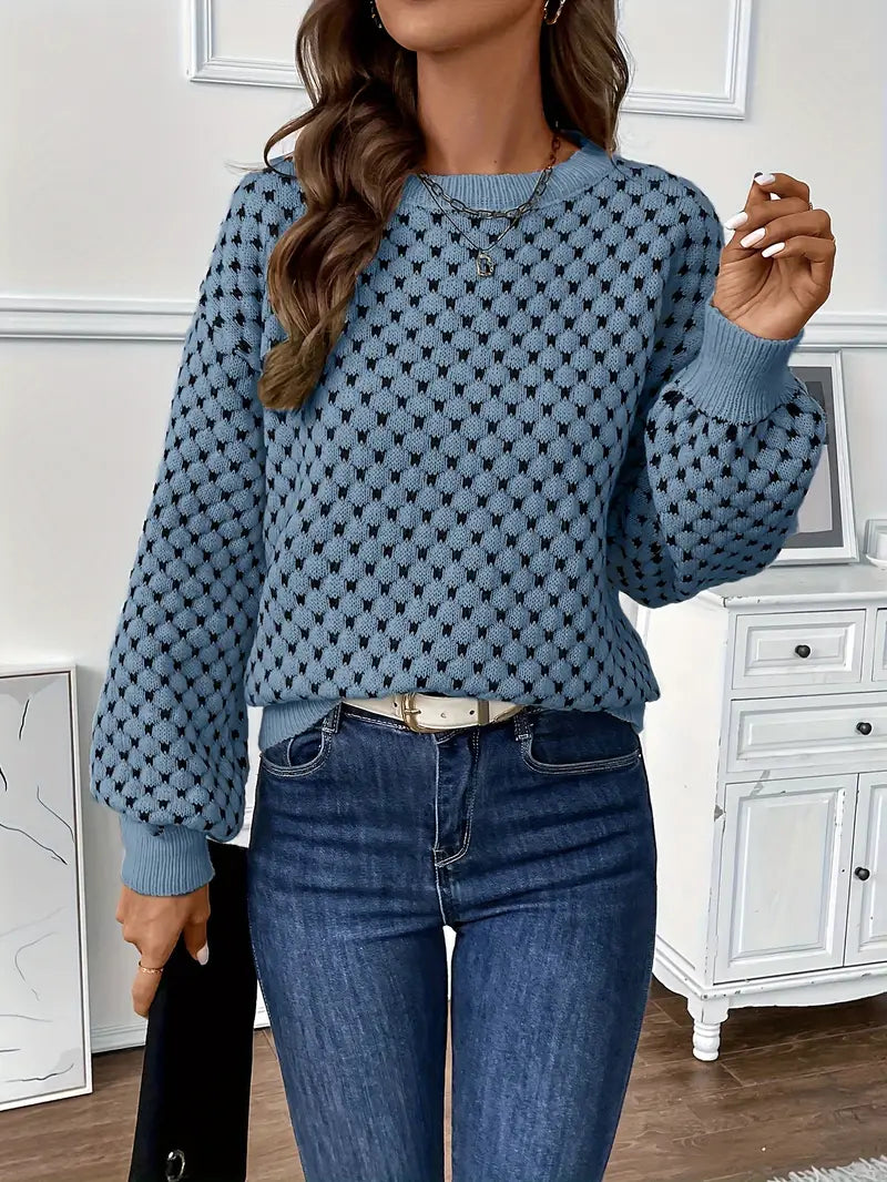 Pull Texturé à Manches Bouffantes