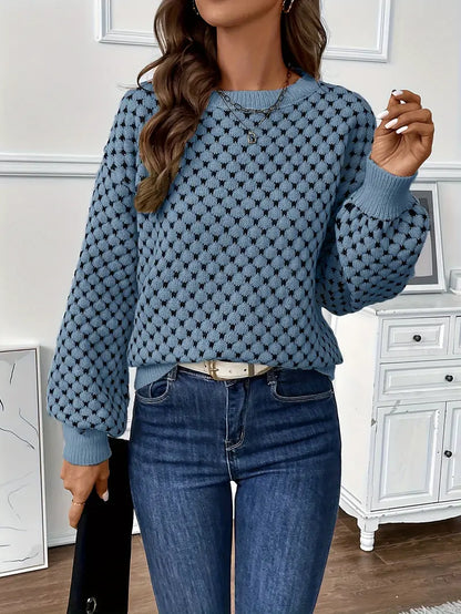 Pull Texturé à Manches Bouffantes