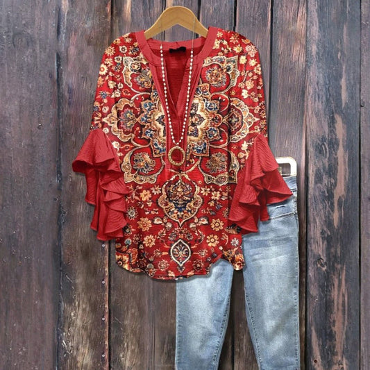 Blouse Vintage À Imprimé Floral