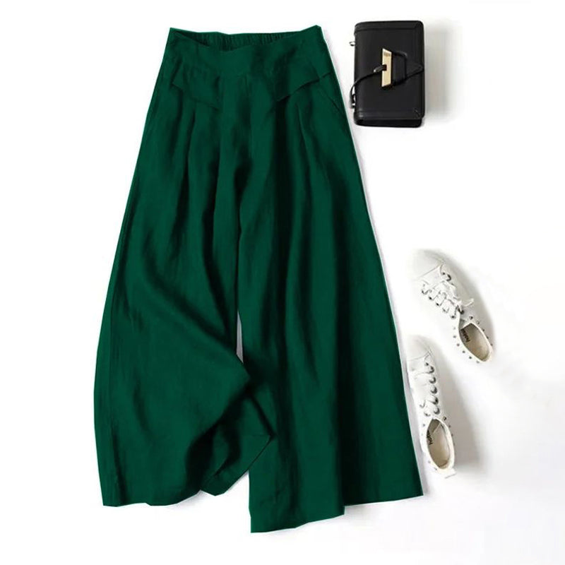 【Coton Et Lin】Pantalon Décontracté À Jambes Larges