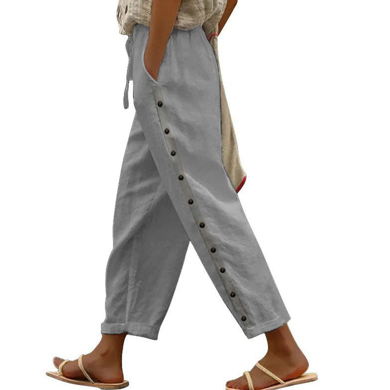 【Coton Et Lin】Pantalon Décontracté Confortable