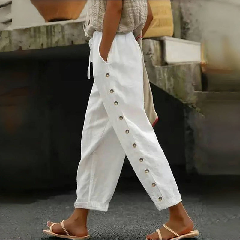 【Coton Et Lin】Pantalon Décontracté Confortable